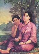 Raja Ravi Varma Shakuntala writes to Dushyanta. china oil painting artist